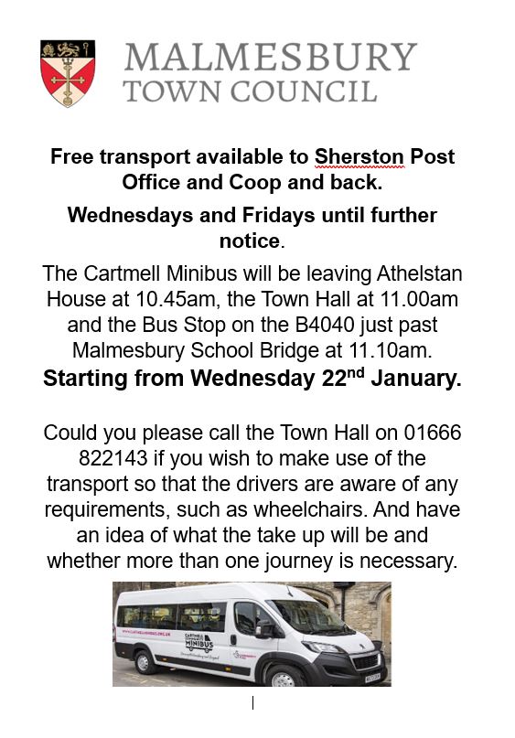 FREE Bus Service to Sherston Post Office with effect from Wednesday 22nd January 2025!