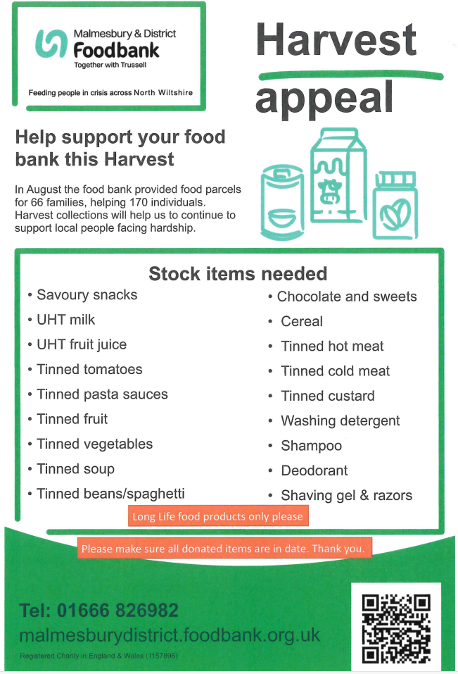 Malmesbury & District Foodbank Harvest Appeal