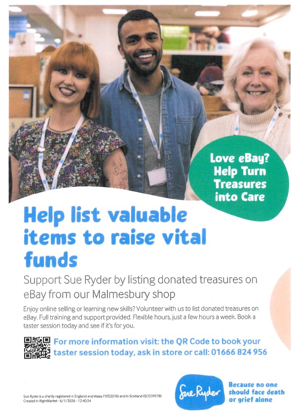 Sue Ryder - Volunteers for listing items on eBay from Malmesbury Store