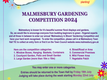 Malmesbury in Bloom Gardening Competition 2024